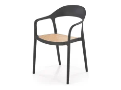 Silla de diseño de polipropileno negro con aspecto de ratán Osanna