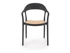 Silla de diseño de polipropileno negro con aspecto de ratán Osanna