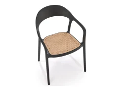 Silla de diseño de polipropileno negro con aspecto de ratán Osanna
