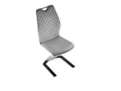 Silla de diseño de terciopelo gris con pata en U de metal negro VIDAR