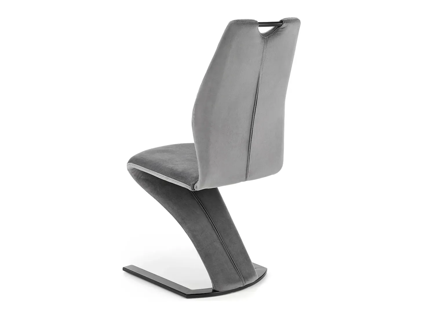 Silla de diseño de terciopelo gris con pata en U de metal negro VIDAR
