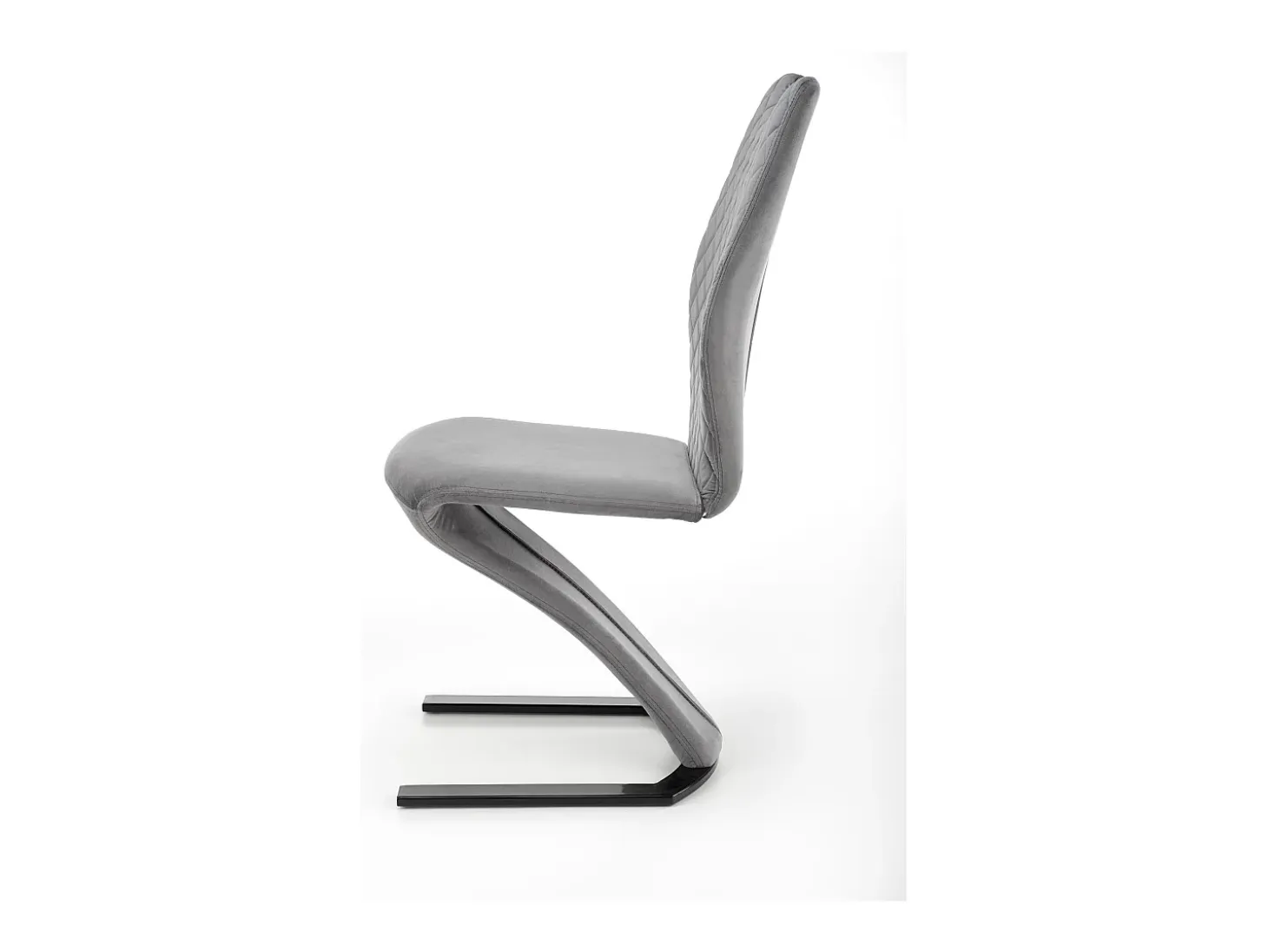 Silla de diseño de terciopelo gris con pata en U de metal negro VIDAR