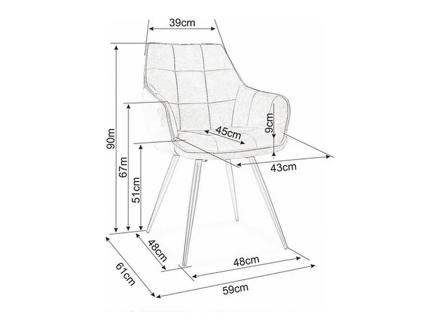 Silla de diseño Deli de metal y terciopelo negro