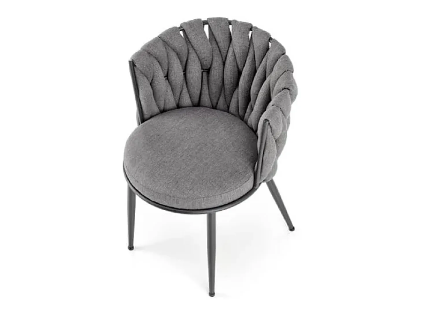 Silla de diseño en tejido gris con estructura de metal negro Closer