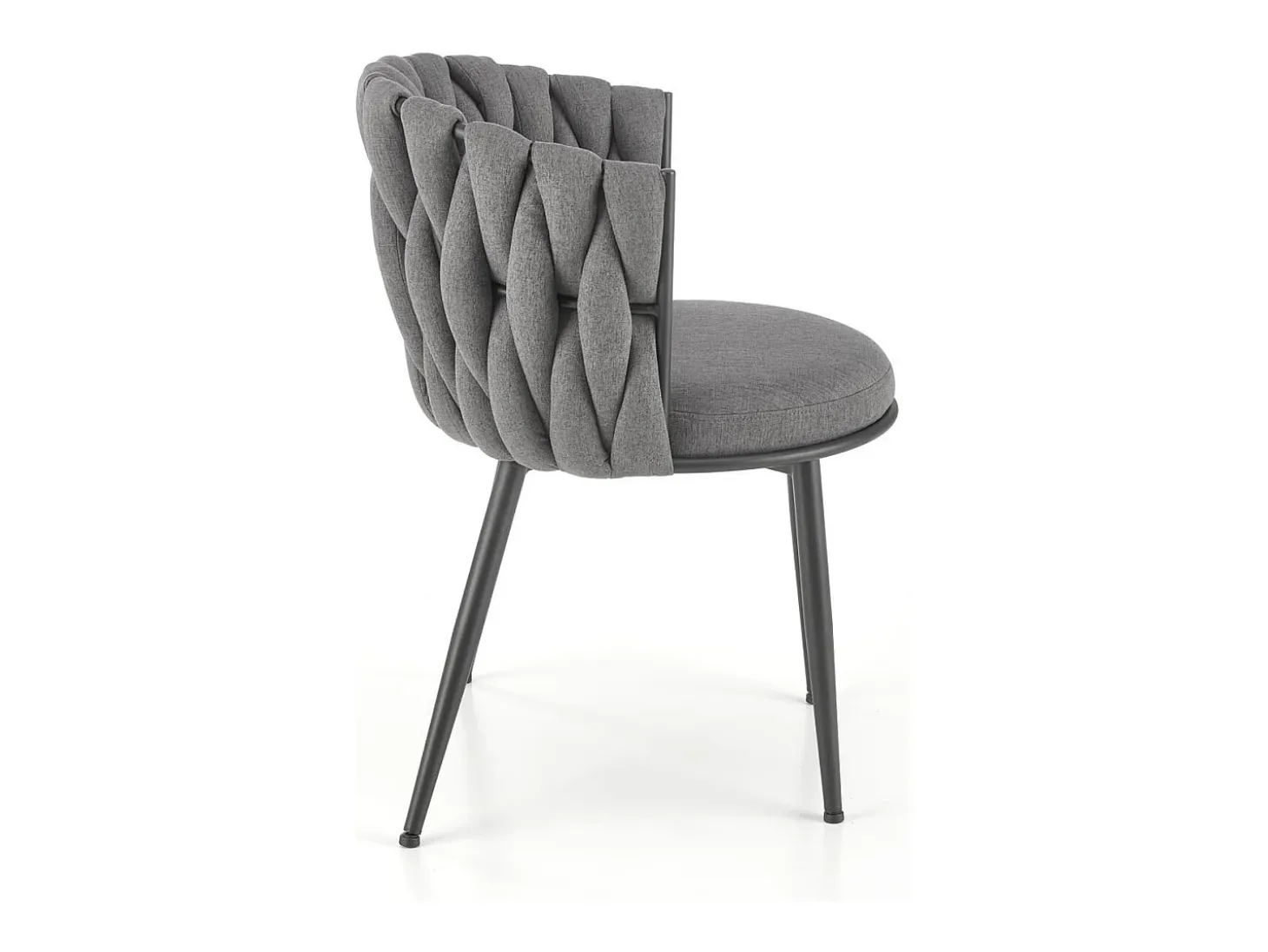 Silla de diseño en tejido gris con estructura de metal negro Closer