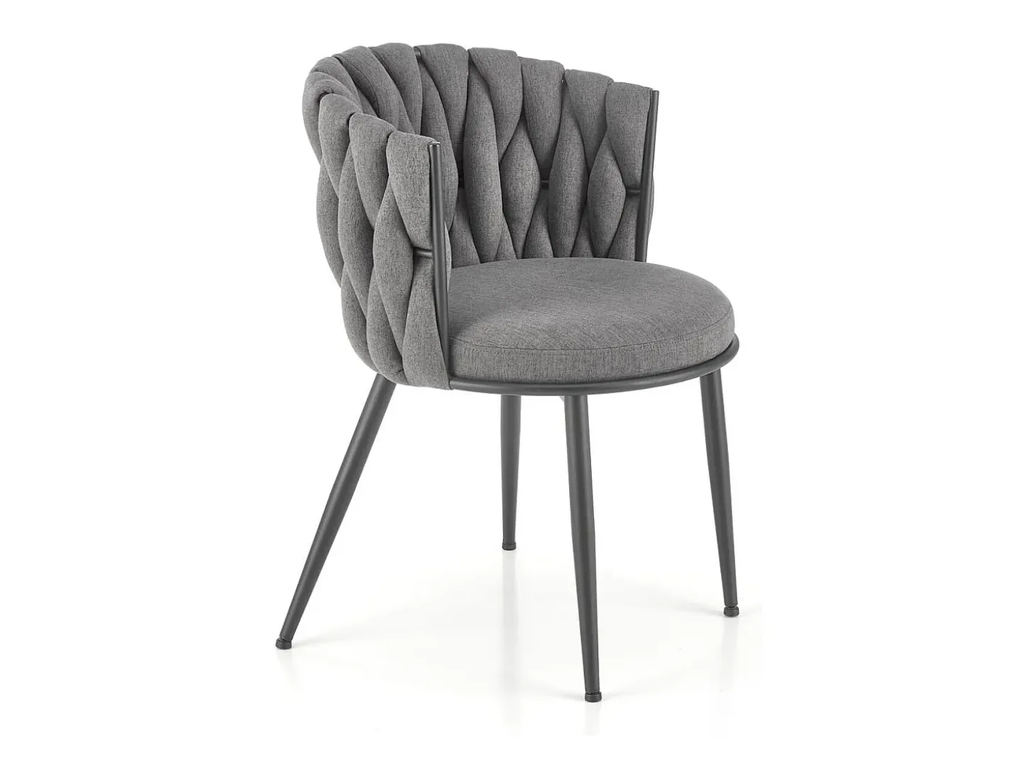 Silla de diseño en tejido gris con estructura de metal negro Closer