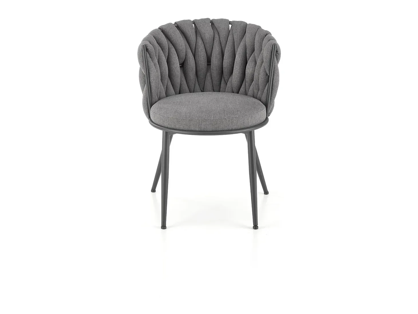 Silla de diseño en tejido gris con estructura de metal negro Closer