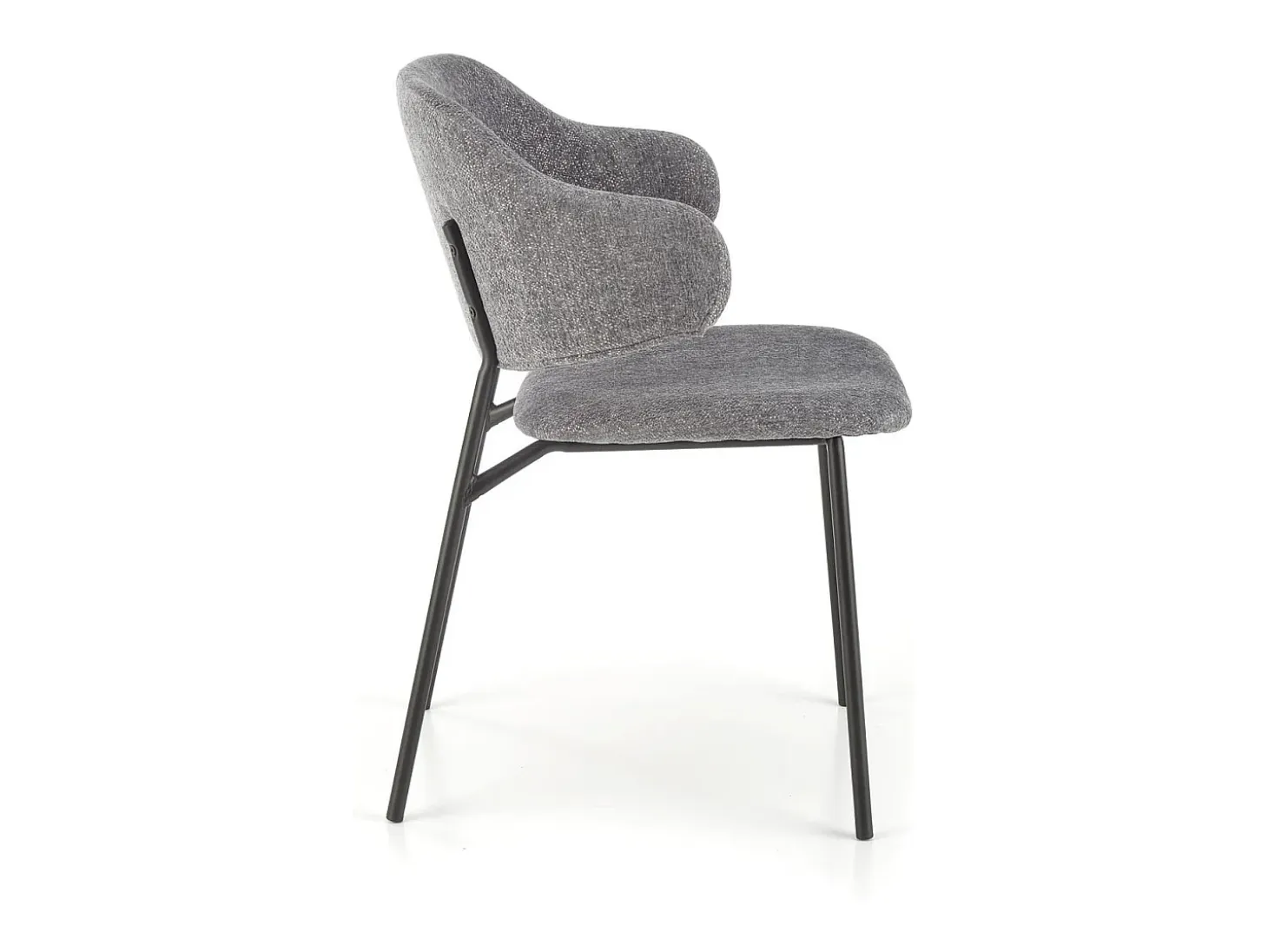 Silla de diseño en tejido gris con estructura de metal Wear negro