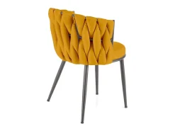 Silla de diseño en tejido amarillo mostaza con estructura de metal negro Closer
