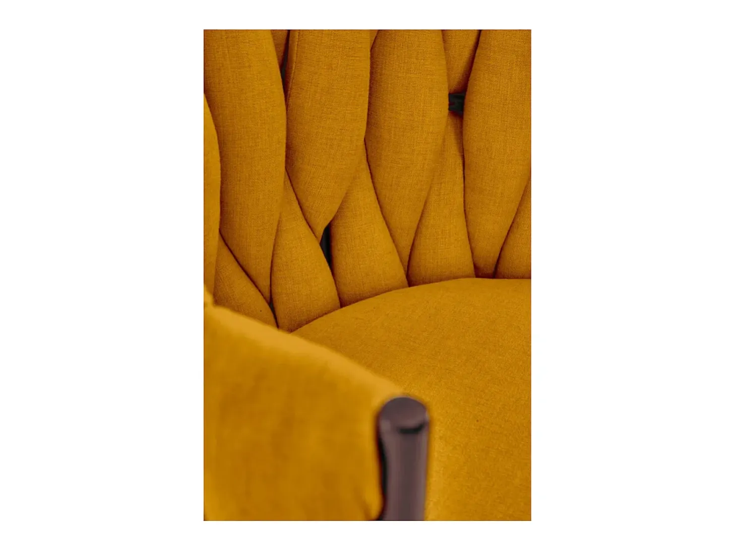 Silla de diseño en tejido amarillo mostaza con estructura de metal negro Closer