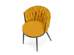 Silla de diseño en tejido amarillo mostaza con estructura de metal negro Closer