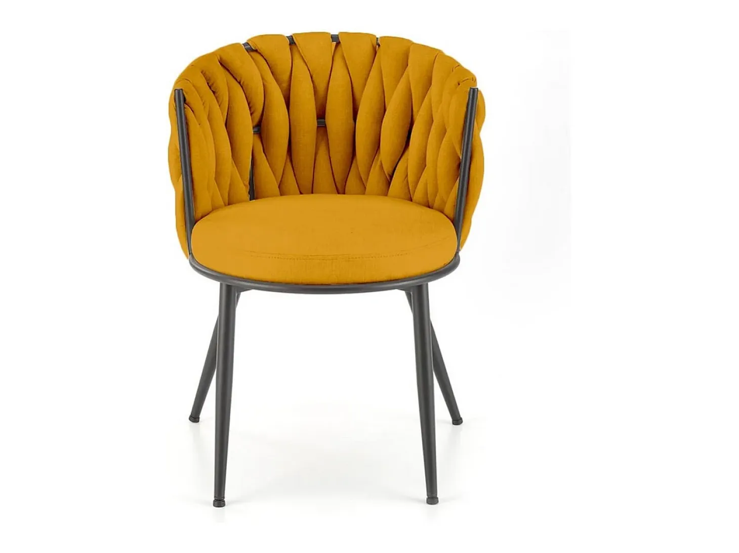 Silla de diseño en tejido amarillo mostaza con estructura de metal negro Closer