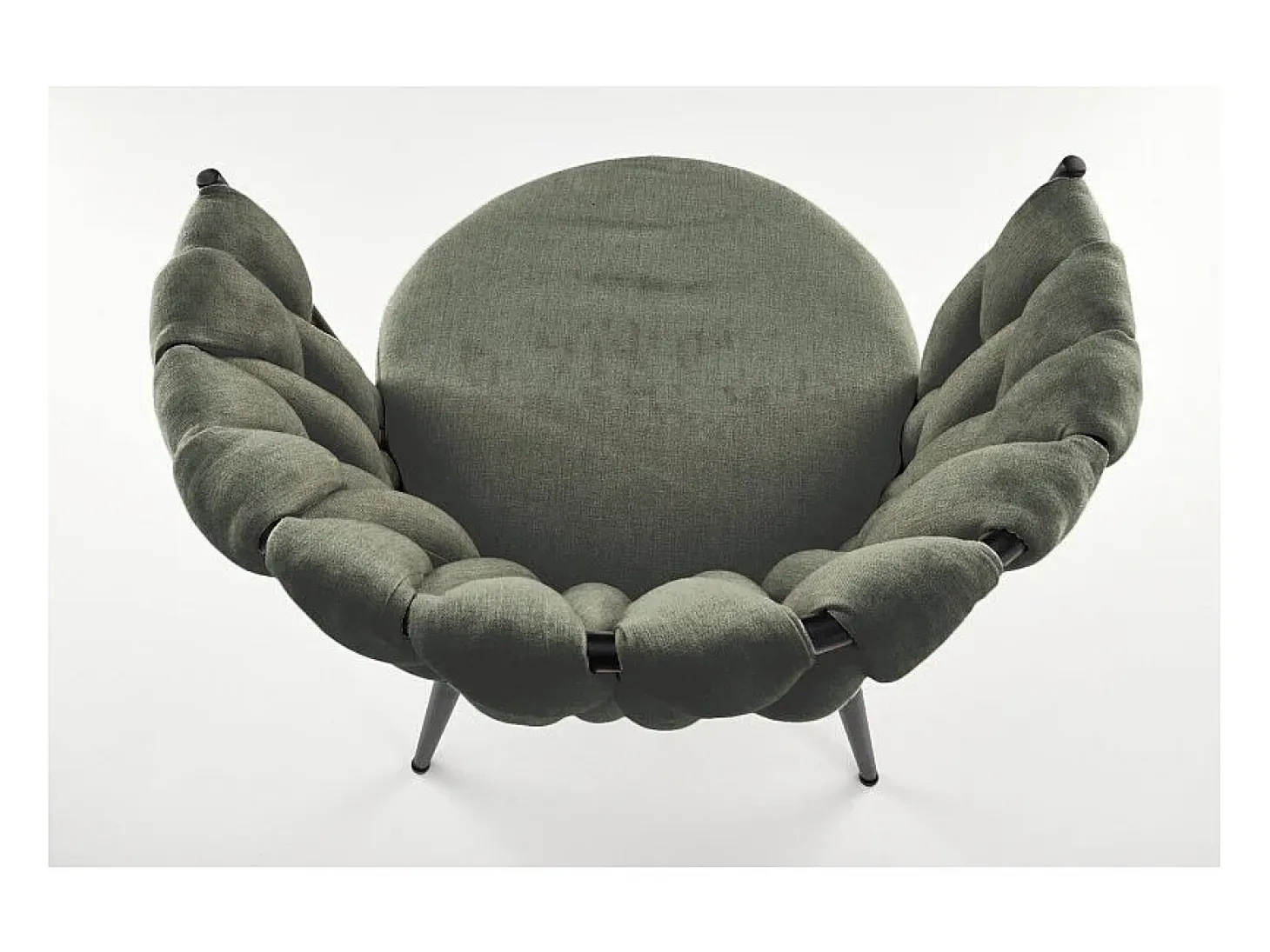 Silla de diseño en tejido verde oliva con estructura de metal negro Closer