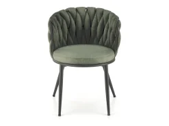 Silla de diseño en tejido verde oliva con estructura de metal negro Closer