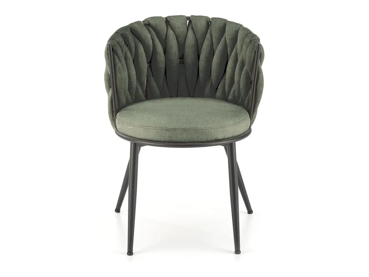 Silla de diseño en tejido verde oliva con estructura de metal negro Closer