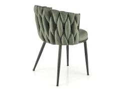 Silla de diseño en tejido verde oliva con estructura de metal negro Closer