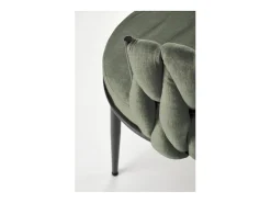 Silla de diseño en tejido verde oliva con estructura de metal negro Closer