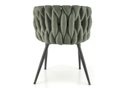 Silla de diseño en tejido verde oliva con estructura de metal negro Closer