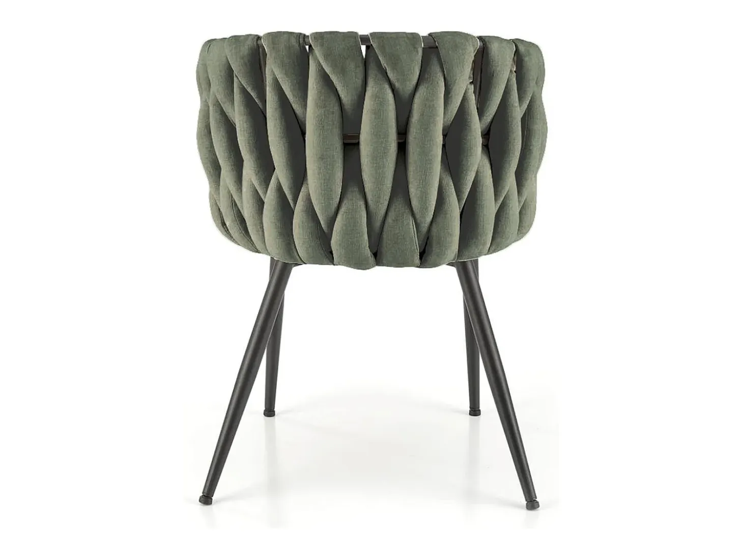 Silla de diseño en tejido verde oliva con estructura de metal negro Closer