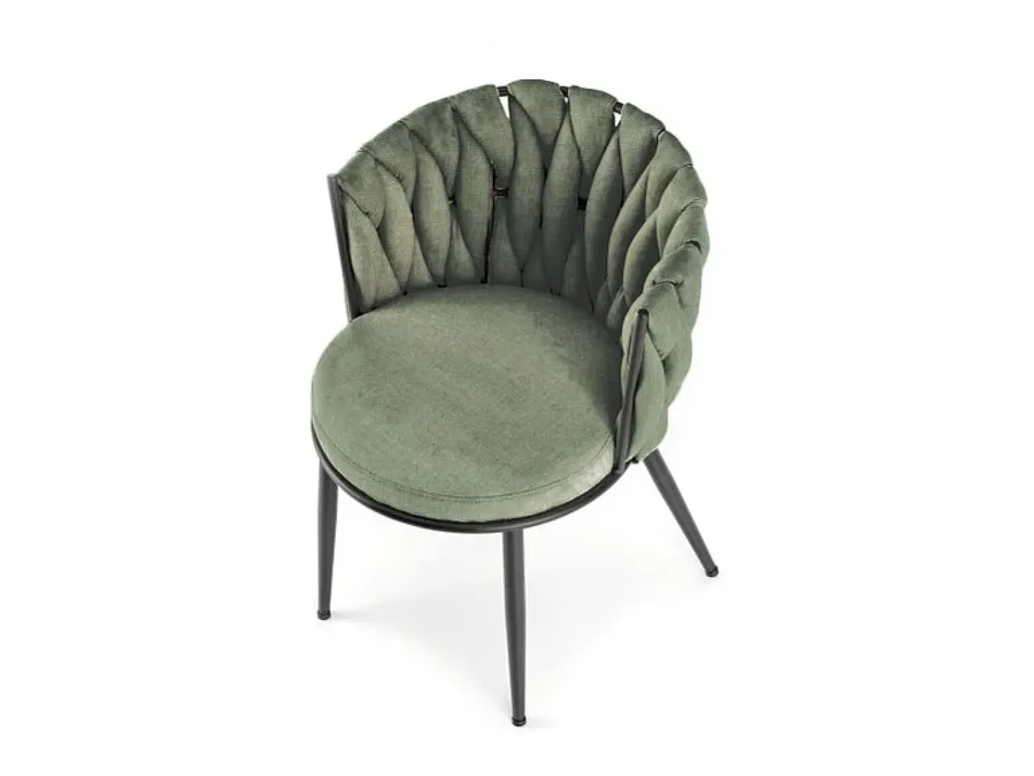 Silla de diseño en tejido verde oliva con estructura de metal negro Closer