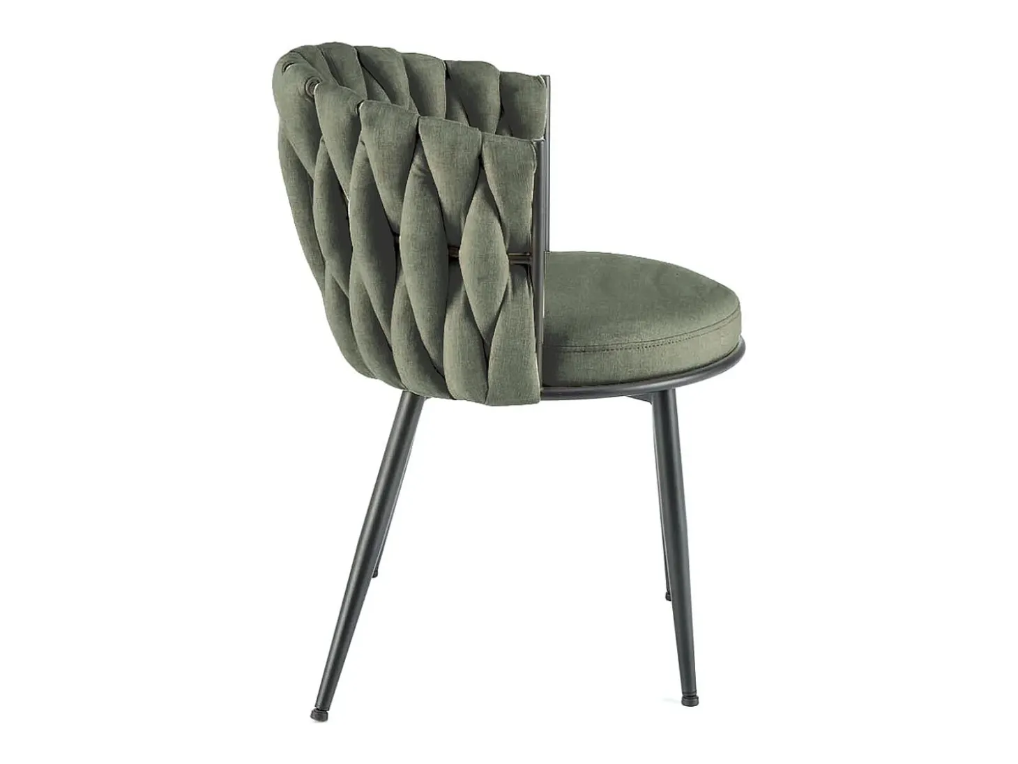 Silla de diseño en tejido verde oliva con estructura de metal negro Closer