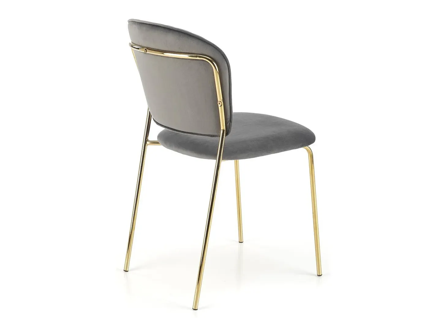 Silla de diseño en terciopelo gris con estructura de metal dorado Rest.