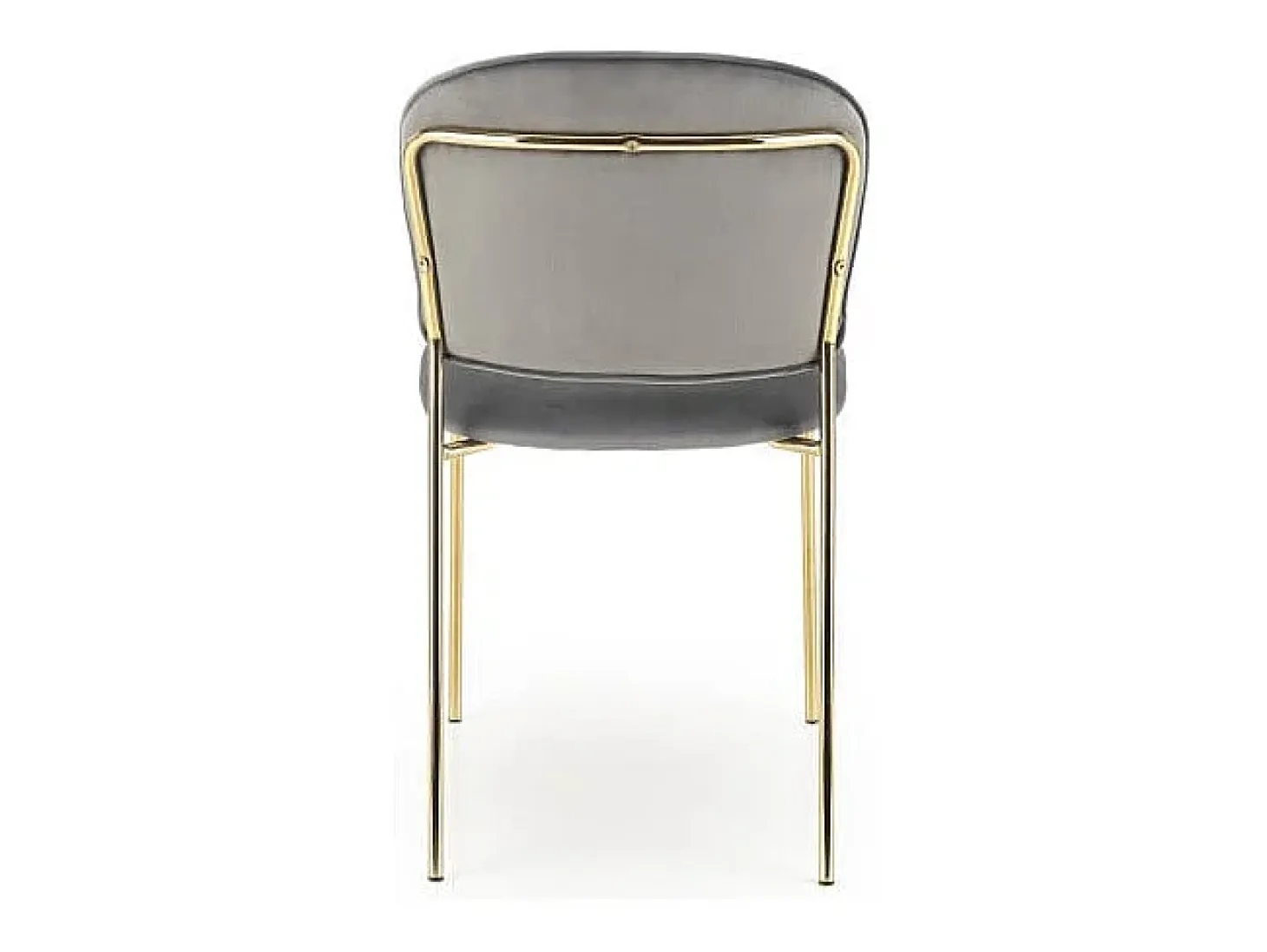 Silla de diseño en terciopelo gris con estructura de metal dorado Rest.