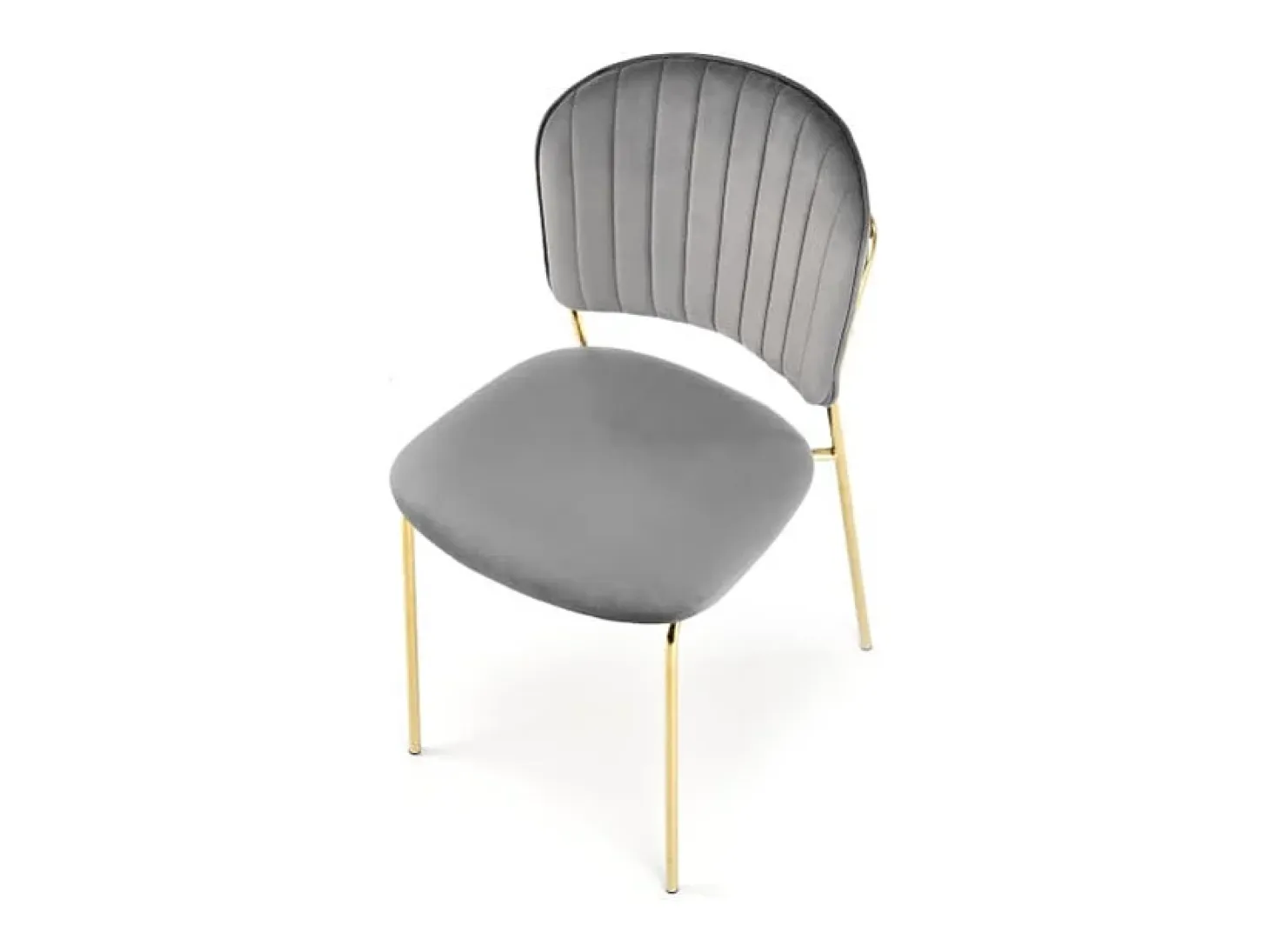 Silla de diseño en terciopelo gris con estructura de metal dorado Rest.