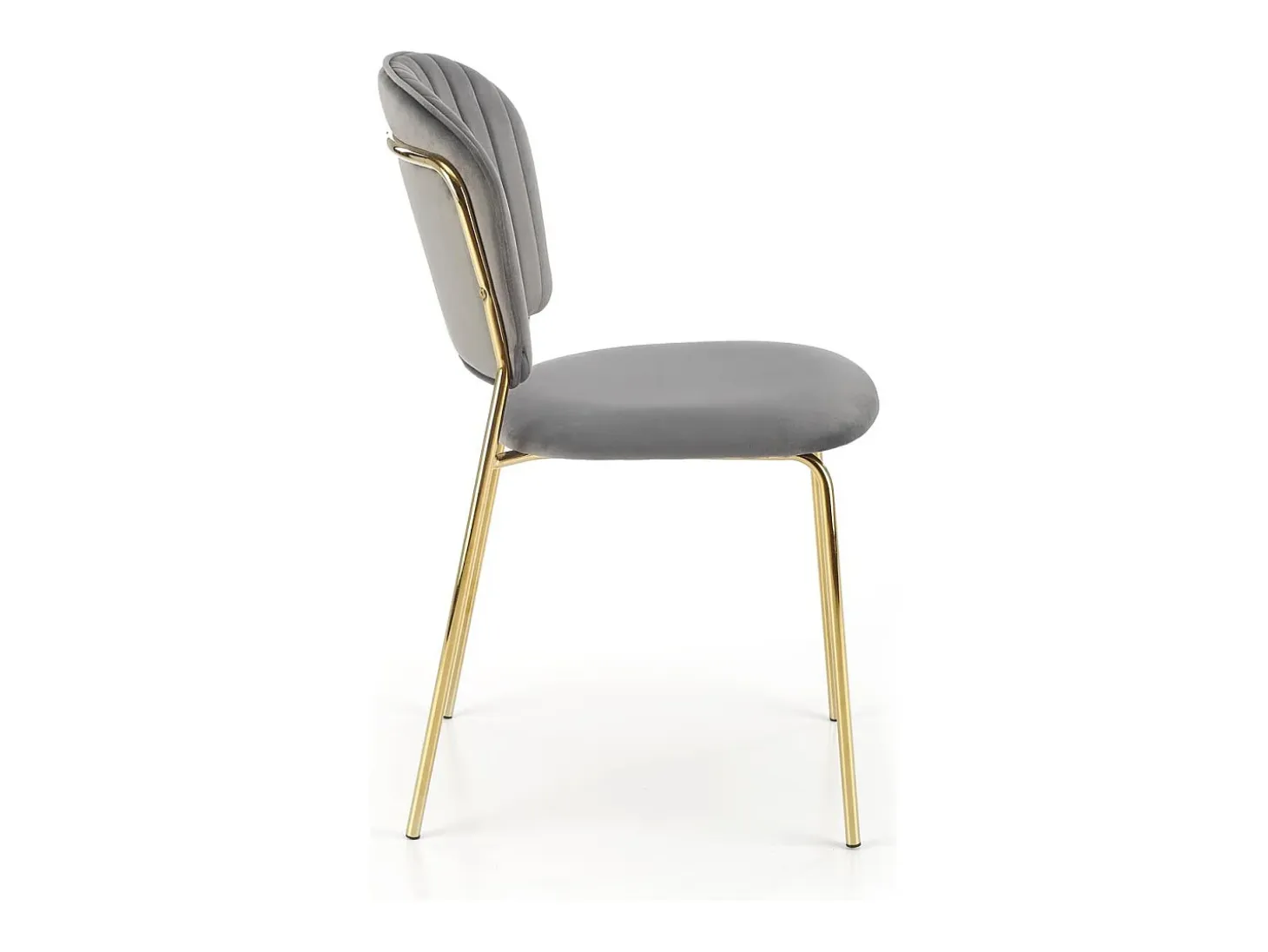 Silla de diseño en terciopelo gris con estructura de metal dorado Rest.