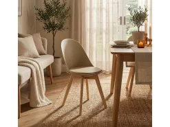 Silla de diseño escandinavo de madera con cojín cocina comedor Bib Nordica - Gris
