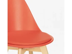 Silla de diseño escandinavo de madera con cojín cocina comedor Bib Nordica - Rojo
