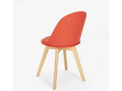 Silla de diseño escandinavo de madera con cojín cocina comedor Bib Nordica - Rojo