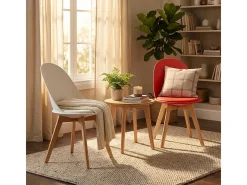 Silla de diseño escandinavo de madera con cojín cocina comedor Bib Nordica - Rojo
