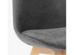 Silla de diseño escandinavo de madera de terciopelo con cojín Dolphin Lux - Gris