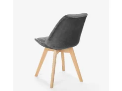 Silla de diseño escandinavo de madera de terciopelo con cojín Dolphin Lux - Gris
