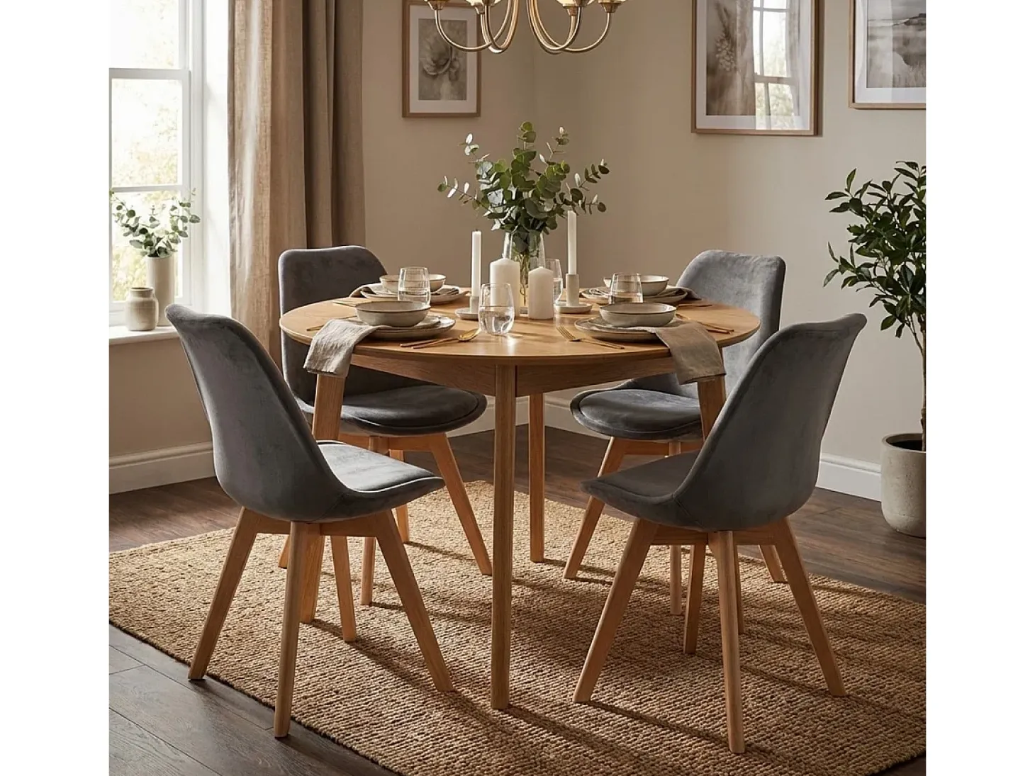 Silla de diseño escandinavo de madera de terciopelo con cojín Dolphin Lux - Gris