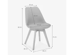 Silla de diseño escandinavo de madera de terciopelo con cojín Dolphin Lux - Gris