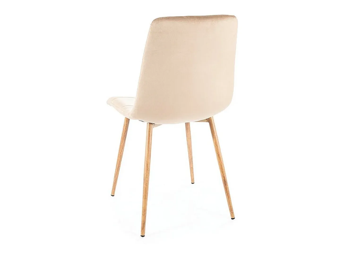 Silla de diseño Frigg de roble y terciopelo beige