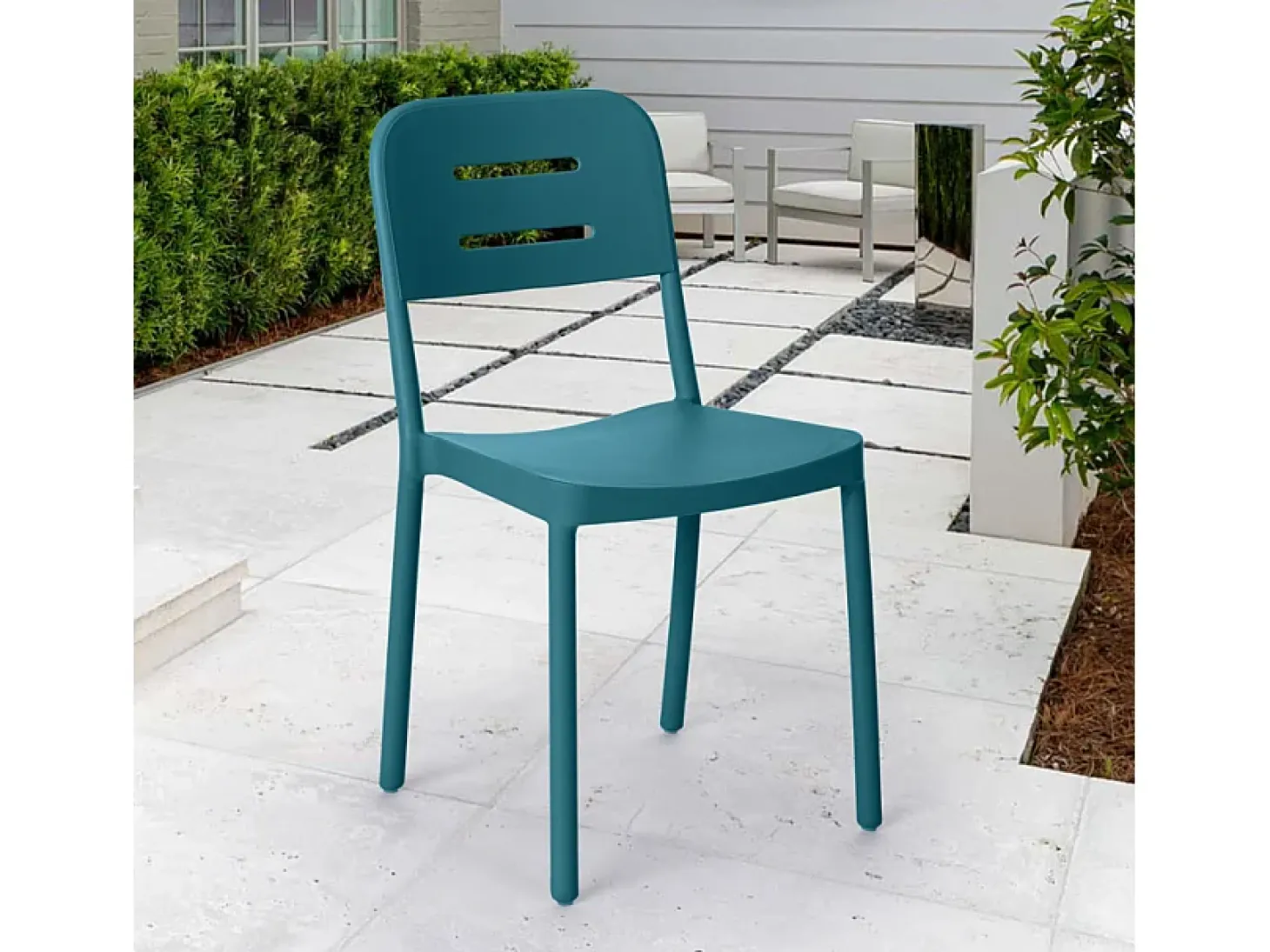 Silla de diseño moderno de polipropileno para bar, cocina, restaurante y jardín Mose - Azul Marino