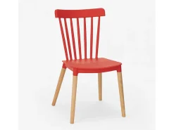 Silla de diseño moderno en restaurante al aire libre de cocina de madera de polipropileno Lys - Rojo