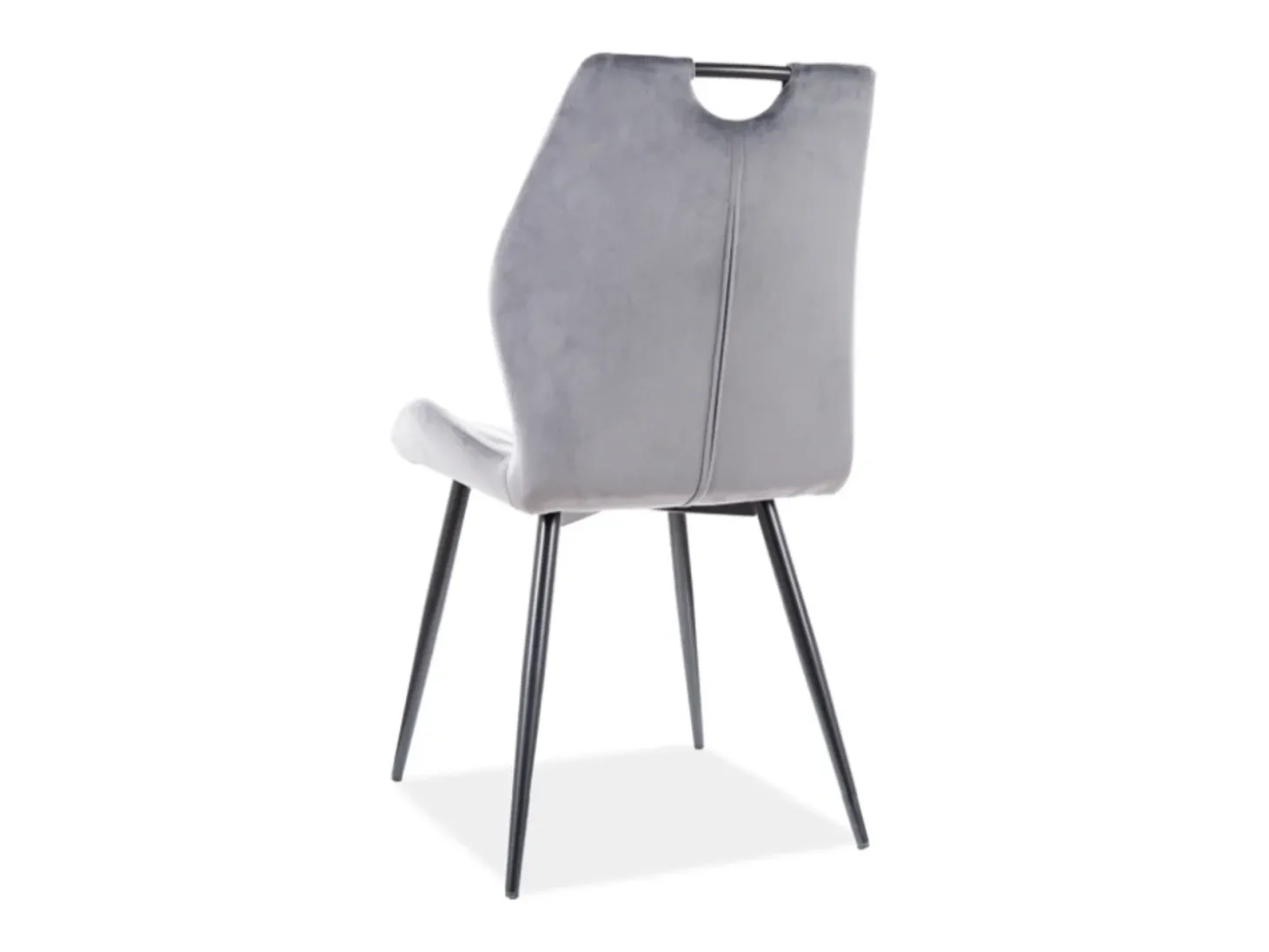 Silla de diseño Skal de metal negro y terciopelo gris