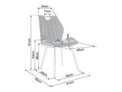 Silla de diseño Skal de metal negro y terciopelo gris