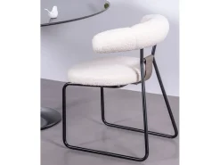 Silla de diseño tapizada en bouclé y patas de acerlo lacado - Oxford - Blanco