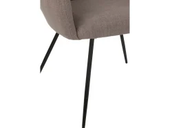 Silla de diseño WALES: comodidad moderna en tela y metal negro-Color Marrón claro