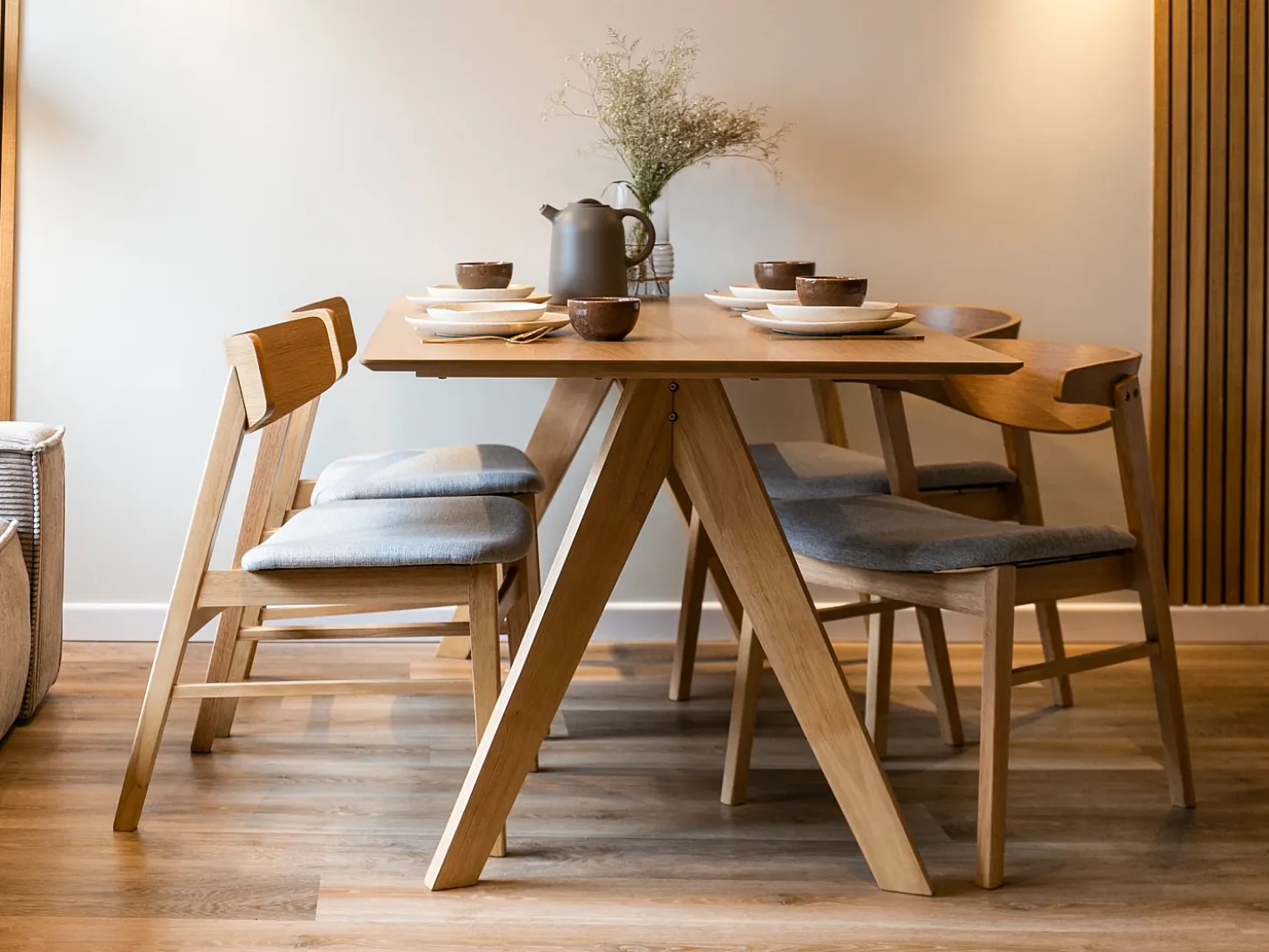 Silla de madera - roble natural/gris - PANIZE