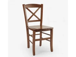 Silla de madera clásica rústica restaurante comedor bar Venezia Croce - Marrón Nuez