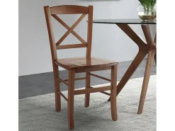 Silla de madera clásica rústica restaurante comedor bar Venezia Croce - Marrón Nuez