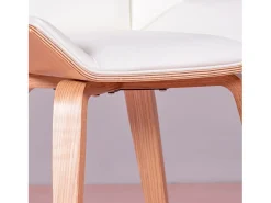 Silla de madera de arce clara con cojín de polipiel - Nordic S - Blanco