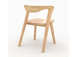 Silla de madera de caucho claro, respaldo curvado - Vega