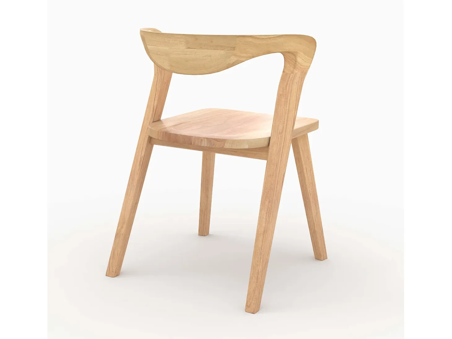 Silla de madera de caucho claro, respaldo curvado - Vega